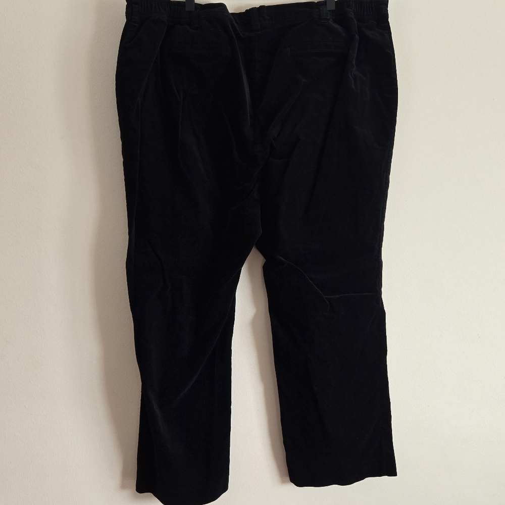 LANDS END Black Velvet Straight Leg Elastic Waist Pant - Picture 5 of 5